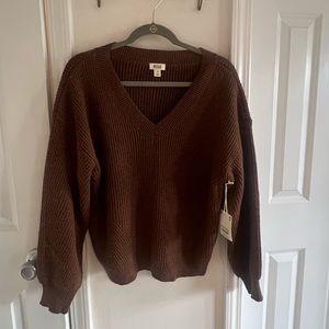 a.n.a Womens Vneck Brown Sweater NEW
